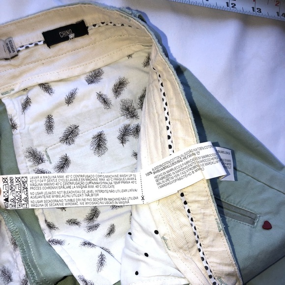 ZARA Premium Denim Wash Sage Green Joggers Ankle Cuffs Size 2 Fit Larger Chino - Picture 14 of 17